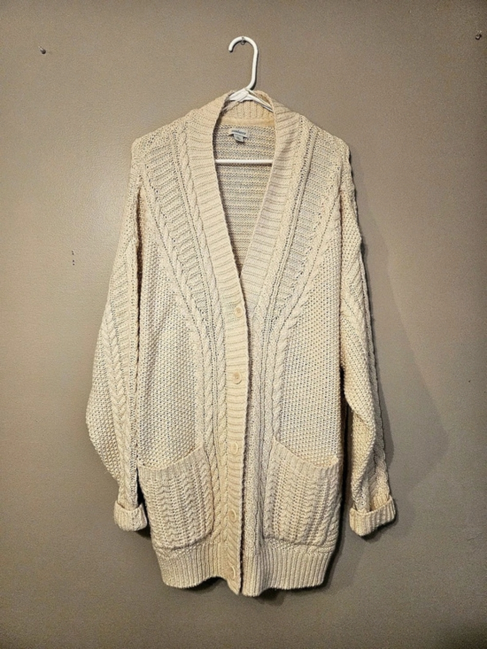 Sundance Cable Knit Cardigan in Cream Size XL